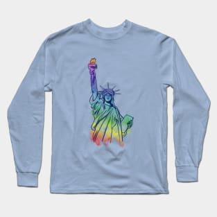 Rainbow Lady Liberty Pride Art Long Sleeve T-Shirt